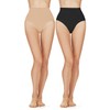MeMoi Women's Bodysmoothers 2 Pair Pack High-Waist Sculpting Brief Nude-Black