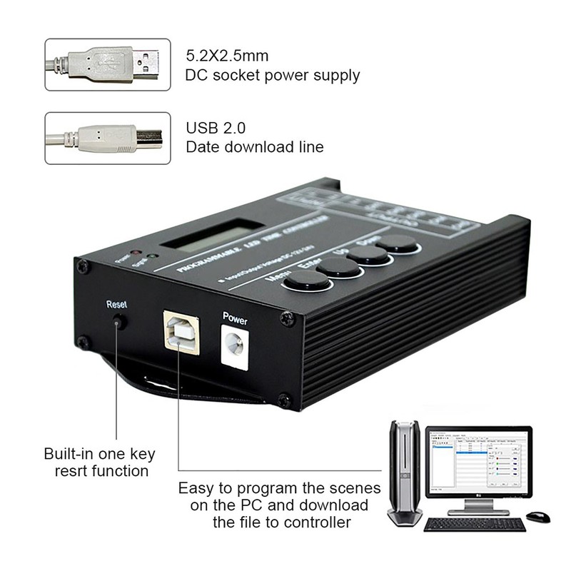 DC12/24V 20A Programmable LED Time Controller 5 Channels Color Adjustable