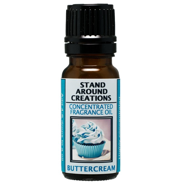 Concentrated Fragrance Oil - Buttercream : A Rich Blend of Fresh churned Butter, Sugar, and Creamy Vanilla Bean. Infused w/ Essential Oils.(.33 fl.oz.)