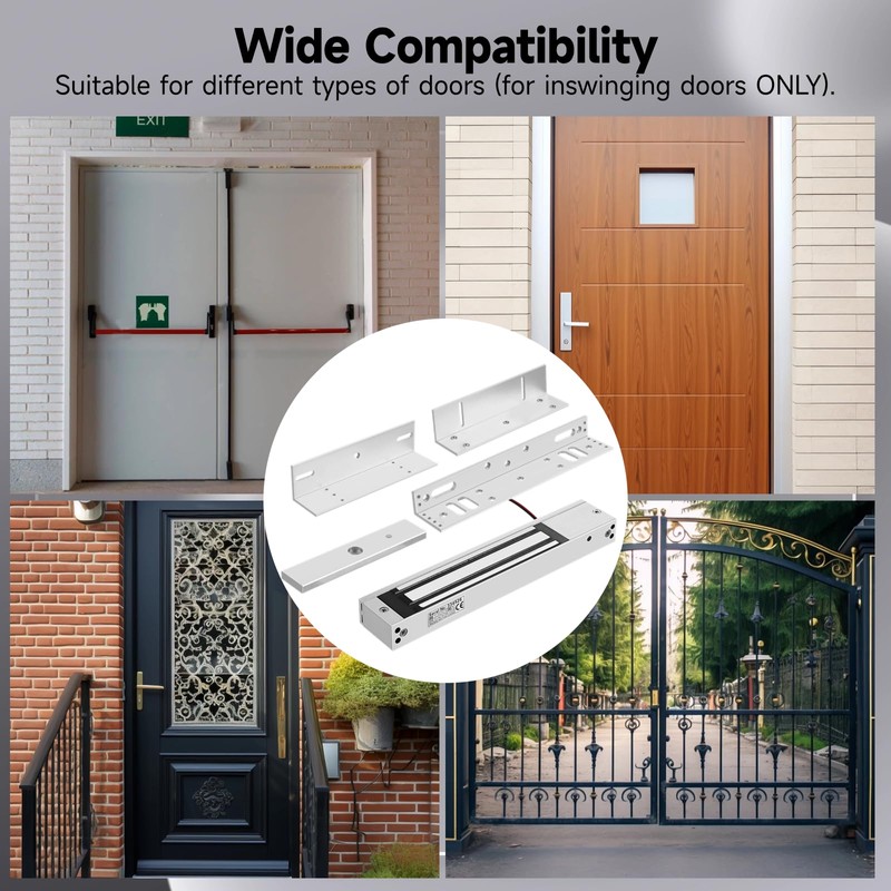 Lnrueg Electromagnetic Lock with ZL Brackets, Waterproof Electric Magnetic Door