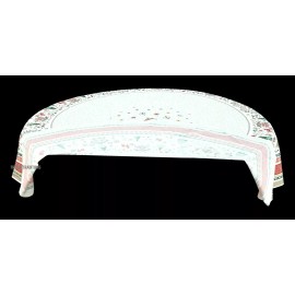 Tissus Toselli French Provencal Coated Tablecloth Edelweiss, Reindeer, Alps Holiday 71" France