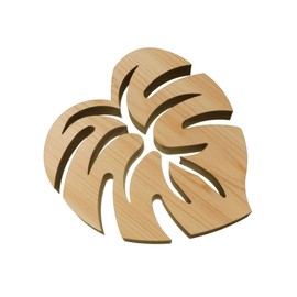 AndLaki Monstera Trivet, Stylish, Wood, Made in Japan (Natural, Large)