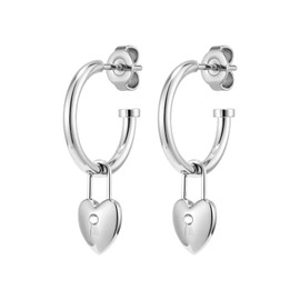 Olivia Burton Jewelry - Women's Classic Collection - Locked Heart Hoop Earrings - Stainless Steel, Hypoallergic - Easy Everyday Wear - Gift for Her