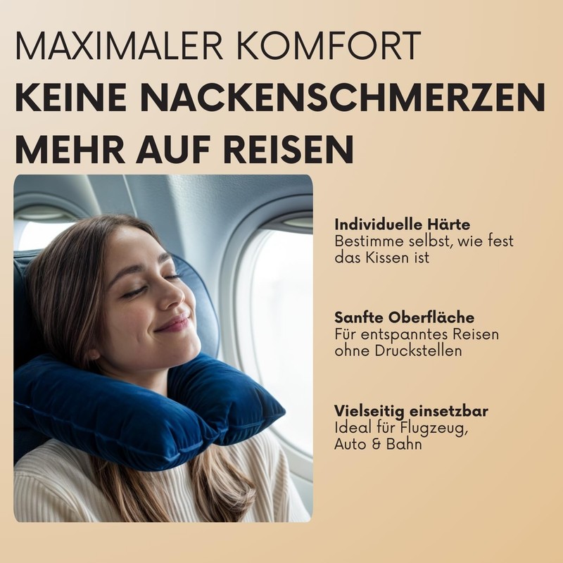 3 x Inflatable Travel Pillow Neck Pillow Air Cushion Camping