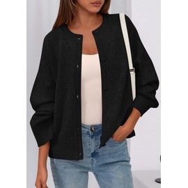 KIRUNDO Cardigan Sweaters for Women Fall Trendy Long Sleeve Chunky Knit Button Up Oversized Winter Jacket Casual Outwear(Black, Small)