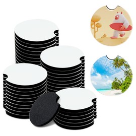 Sublimation Blanks Car Coasters,40Pcs Sublimation Coasters Blanks Bulk Circular for Thermal Sublimation DIY Crafts Painting Heat Transfer Car Cup Holder Coaster