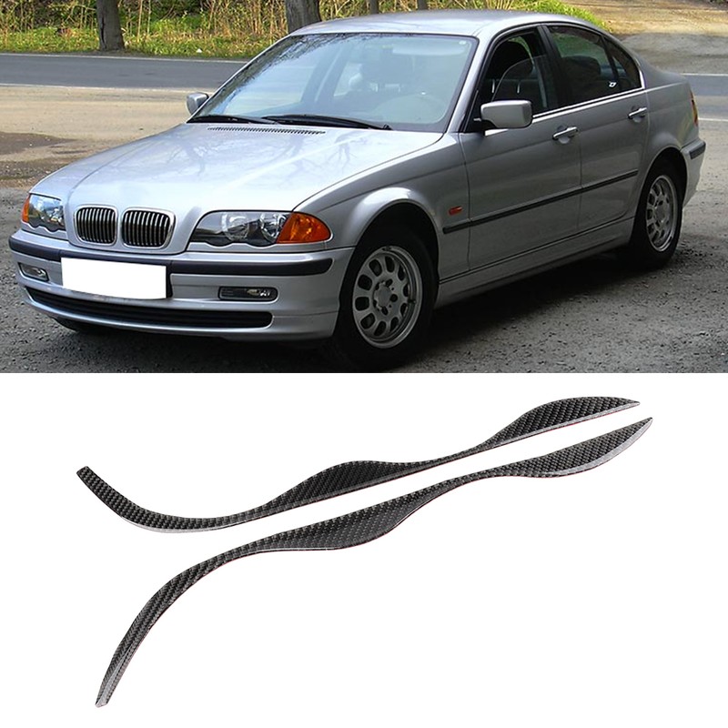 Carbon Fiber Headlight Eyebrows Trim Sticker Fits for E46 323i