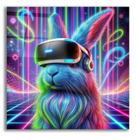 Epic Art 'Bunny Vr Headset' by Rey Klimt Acrylic Glass Wall Art, 12" x 12"