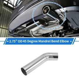 TUCKBOLD 2.75" OD 45 Degrees Mandrel Bend Elbow T304 Stainless Steel Exhaust Tube Pipe Piping Surface Polishing Silver Tone