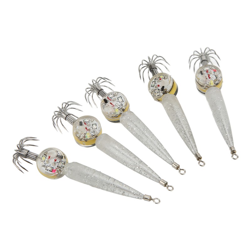 5pcs LED Octopus Hook Strong Penetration High Carbon Steel Electronic