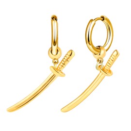 Yumilok Stainless Steel Hoop Earrings for Men Women Earrings Men's Silver Sword Dagger Earrings Earrings, Stainless Steel