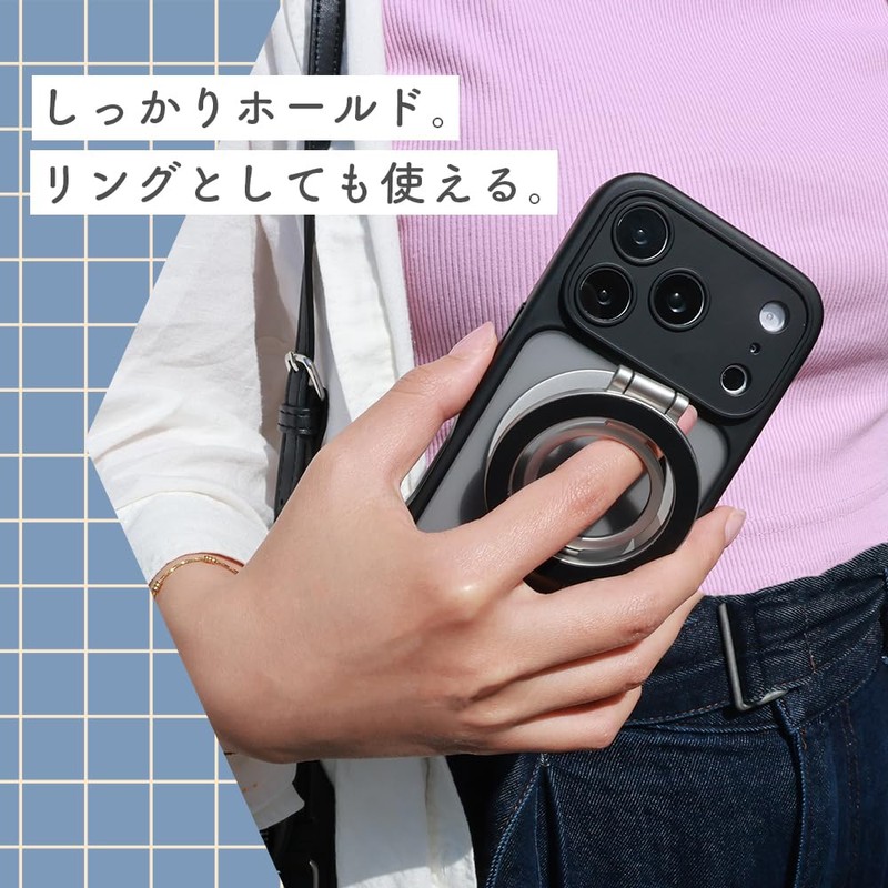 MOTTERU MOT-SRING12-SV Smartphone Ring Stand, Double-Sided Magnet, Super Strong, Large,