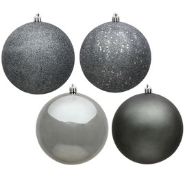 Vickerman 481288-2.4 Pewter 4-Finish Assorted Ball Christmas Tree Ornament (24 pack) (N590687)