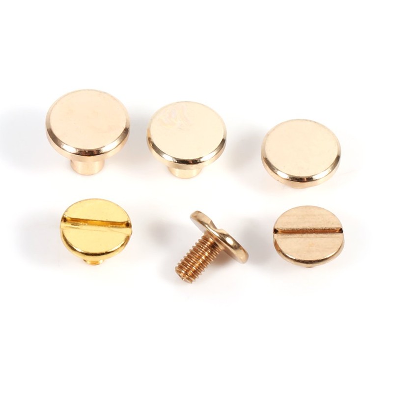 Walfront 10 Sets Sturdy Brass Buttons Stud Screw Nail Screwback
