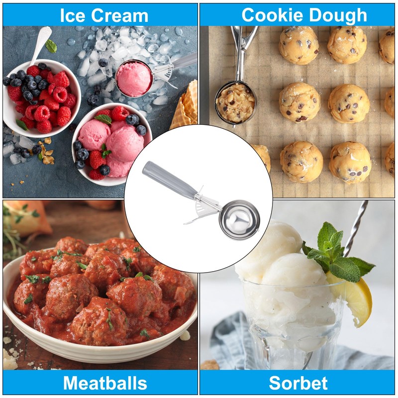 PATIKIL 4 Ounce Ice Cream Scoop with Trigger, Stainless Steel