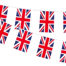 KandyToys Union Jack Flag Bunting - 5 Metres - 10 Flags - 6" x 9"