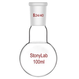 StonyLab Glass 500ml Heavy Wall Single Neck 1 Neck Round Bottom Flask RBF, with 24/40 Standard Taper Outer Joint – 500ml
