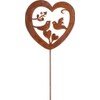 Outdoor Rustic Rusty Metal Spike Love Birds Heart Garden Plaque