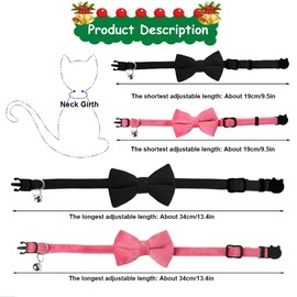 Pack of 2 Safety Cat Collar with Bow Tie and Bell, Breathable, Skin-Friendly Collar with Bow Tie, Fashionable Eye-catching Bow Tie for Pets for Walks, Travel, Home, Photography