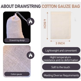 AHSNYLC Spice Bags for Cooking - 50PCS Reusable Tea Bags,Reusable Sachet Drawstring Packing Bags,Cheesecloth Cold Brew Coffee Bags,Cotton Bags,Empty Tea Bags for Tea,Filtering Soya Milk,Coffee 4x3In