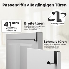 Minismus Door Hooks for Hanging - Stainless Steel Coat Hooks Door - Individually Usable Door Coat Rack Hooks - Hanging Hooks - Hanging Hooks Set of 4 (Black)