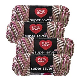 Red Heart Super Saver Yarn (4-Pack of 5oz Skeins) (Pink Camo)