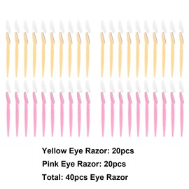 Eyebrow Razor for Women, BEoffer 40Pcs Multipurpose Exfoliating Dermaplaning Tool Face Razor and Eyebrow Razors For Women Man With Precision Cover (Pink Yellow)