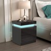 CLIPOP Modern Nightstand, LED Night Stand with 2 High Gloss