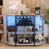 VICTONE Wine Bar Cabinet with LED Lights and Power Outlets,