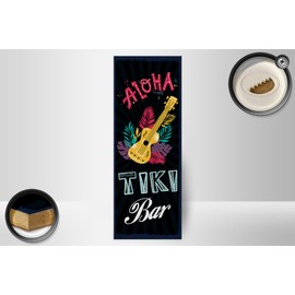 Femer Holzschild Hinweis 27x10 cm Aloha Tiki Bar Gitarre Deko Schild