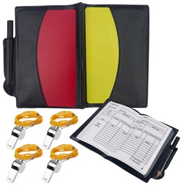 Chiluxendo Referee Set Football, Sports Referee Cards with 4 Metal Whistles, Schiri Set Yellow Red Card Football, Referee Cards with Pocket Scorebook, for School Sports Football Game