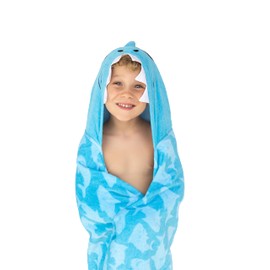 Softlux SoftLux Kids Bath Towel - Large 36x47 in., Blue, 100% Cotton, Shark Print Hooded Terry Towel for Bath, Swimming, Beach/Hooded Towels & Bath Sheets (KidHDTwlShark)
