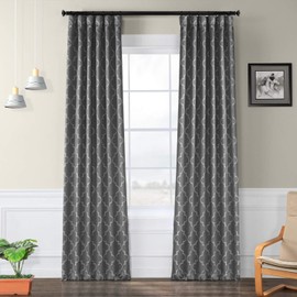 HPD Half Price Drapes BOCH-KC21-108 Blackout Room Darkening Curtain (1 Panel), 50 X 108, Seville Grey & Silver