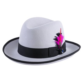 Ferrecci XL Grey-Black Blue Godfather Hat | Fedora Hats for Men | Homburg Hat | Men's Homburg