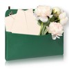Wall Mount Green Faux Leather PU Leather Mail Holder Letter Holder Stylish Wall Hanging Mail Storage 2 Ring PU Leather File Organizer for Flowers Envelope Key Notebooks Home Office Decor
