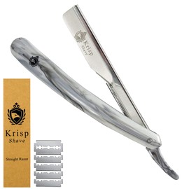 Professional Straight Razors For Men - Barber Razor Straight Edge Razor Shaving Kit For Close Shave - Beard Cut Throat Safety Razor Navajas Para Barbero Shavette With 10 Shaving Blades By Krisp Beauty