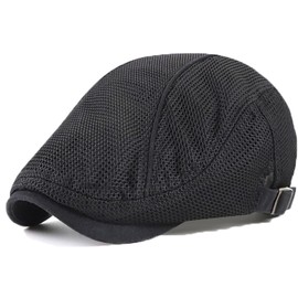 YAMEE Beret Hat Men's Breathable Mesh Beret Men's Hat Sun Protection Flat Cap Unisex Adjustable Sun Hats Men Summer Hat for Outdoor Activities, 1/black
