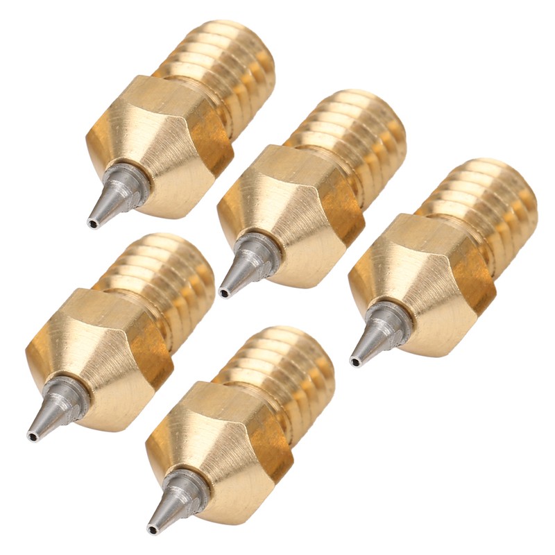 5Pcs 3D Printer Nozzle Set Brass with Stainless Steel Tips