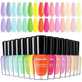 Nail Polish Set Fingernail: Pastel Macaron Rainbow Nail Polish Kit Regular Neon Air Quick Dry Nail Polish Pack for Women Nail Art Design Gift Holiday Party 0.27oz