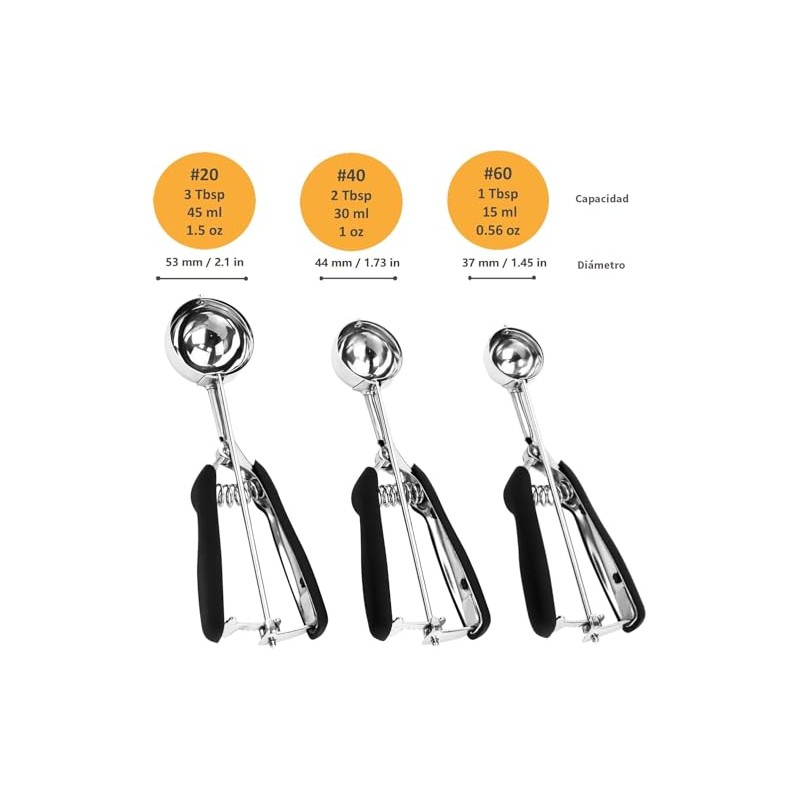 U Chef Juego de 3 Cucharas para Galletas, Cucharas Medidoras,