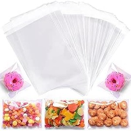 (Pack of 100) 16 x 24 cm (6.3 x 9.4 inches) Cellophane Clear Plastic Bags,Sealed Storage Pouches,Thickening and Durable,Press Seal Bags,Apply to Kitchen Storage,Jewellery Packaging Storage Bag