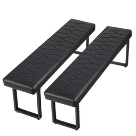 STHOUYN 58” Padded Dining Table Bench Pair of 2 for 6-8 Person, Faux Leather Indoor Cushioned Extra Long Bench for Dining Room Table, Bedside Shoe Entryway Benches (Black, 58")