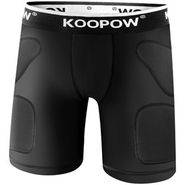 KOOPOW Youth Sliding Shorts Boys Padded Slider Shorts Sliding Pads with Cup Pocket for Baseball, Football, Hockey, Lacrosse Black