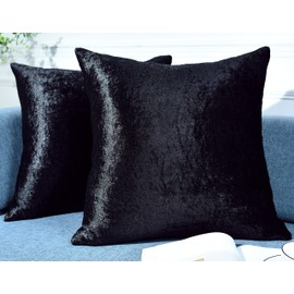 ZIMEL HOMES Pack of 2 Crushed Velvet Cushion Covers 43 cm, 50 cm, 55 cm, 60 cm Soft Square Cushion Covers for Sofa Bed Couch Pillow Case