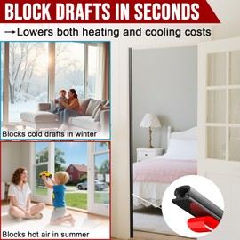 alophoty Weather Stripping Door Seal - 23 Ft Self-Adhesive TPE Rubber Door Seal Strip for Door Frame/Window Seal, Soundproofing & Insulation Strip to Block Drafts, Wind, Noise, Dust (Black)