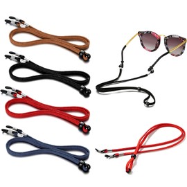4pcs Unisex Glasses Straps Universal Leather Eyeglass Chain Glasses Chain for Women Glasses String Spectacles Cord Glasses Cord Adjustable Spectacle Neck Cord Sunglasses Strap Glasses Chain for Men