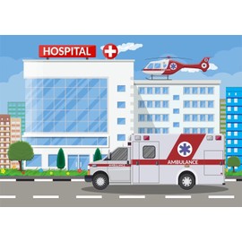 Loccor 6x4ft Fabric Hospital Backdrop for Nurse Graduation Ambulance Medical Photography Background Paramedic Retirement Party Decorations Nursing School Doctor Office Backdrops Kids Photo Booth Props