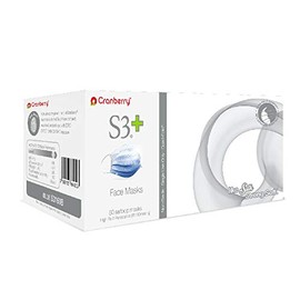 Cranberry USA S3160B S3+ Earloop Face Mask, 3-Ply, Disposable, Blue (Pack of 50)
