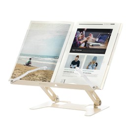 Honagu Adjustable Laptop Stand for Desk, Metal Foldable Laptop Riser, Portable Desktop Book Stand Holder, Ergonominc Computer Notebook Stand Compatible with 10-15.6” Laptops (Milky White)