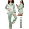 WJing Yi Jia 5Pcs XS-XXL Womens Silk Satin Pajamas Sets